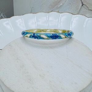 Blue Flower Enamel Cloisonne Bracelet Bangle Style B